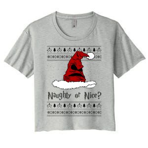 Naughty Or Nice Sorting Santa Claus Ugly Women's Crop Top Tee