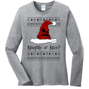 Naughty Or Nice Sorting Santa Claus Ugly Ladies Long Sleeve Shirt