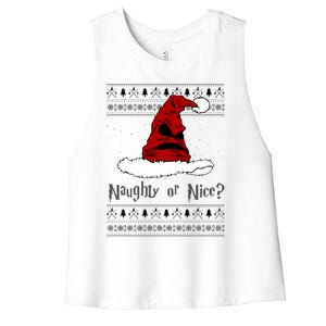 Naughty Or Nice Sorting Santa Claus Ugly Women's Racerback Cropped Tank