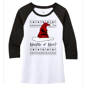 Naughty Or Nice Sorting Santa Claus Ugly Women's Tri-Blend 3/4-Sleeve Raglan Shirt