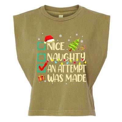 Naughty Or Nice Funny An Attempt Was Made Christmas Garment-Dyed Women's Muscle Tee