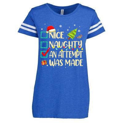 Naughty Or Nice Funny An Attempt Was Made Christmas Enza Ladies Jersey Football T-Shirt