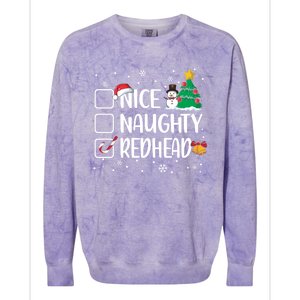 Nice Or Naughty Redhead Funny Christmas Pajama Xmas Great Gift Colorblast Crewneck Sweatshirt