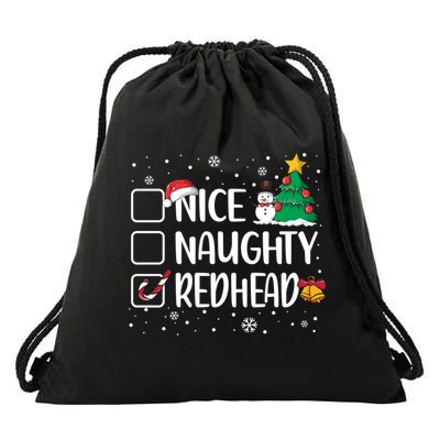 Nice Or Naughty Redhead Funny Christmas Pajama Xmas Great Gift Drawstring Bag