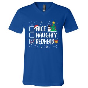 Nice Or Naughty Redhead Funny Christmas Pajama Xmas Great Gift V-Neck T-Shirt