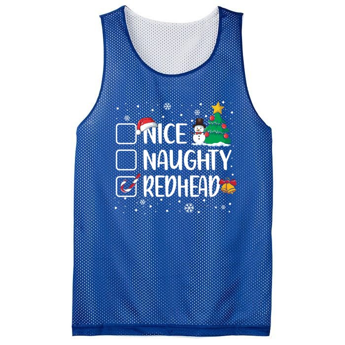 Nice Or Naughty Redhead Funny Christmas Pajama Xmas Great Gift Mesh Reversible Basketball Jersey Tank