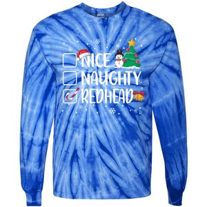 Nice Or Naughty Redhead Funny Christmas Pajama Xmas Great Gift Tie-Dye Long Sleeve Shirt