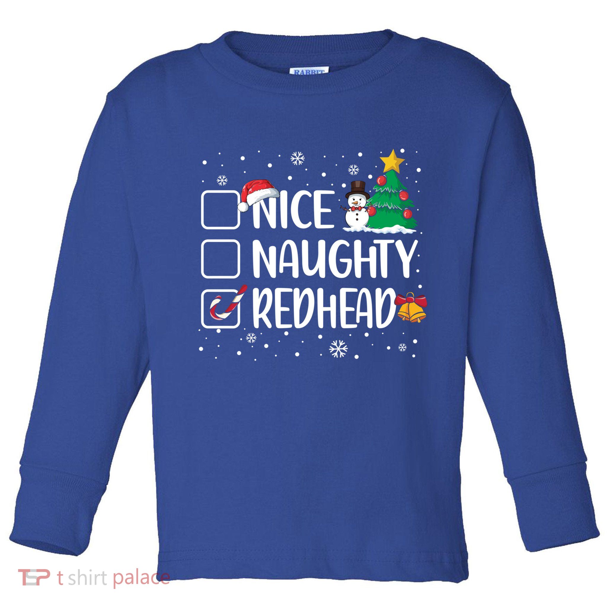 Nice Or Naughty Redhead Funny Christmas Pajama Xmas Great Gift Toddler Long Sleeve Shirt