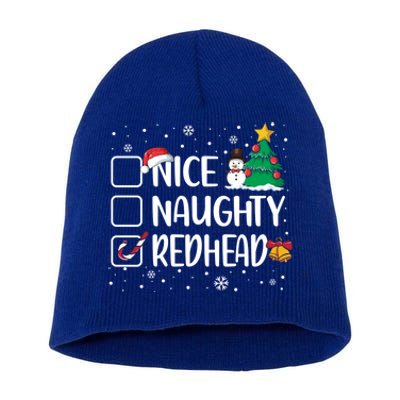 Nice Or Naughty Redhead Funny Christmas Pajama Xmas Great Gift Short Acrylic Beanie