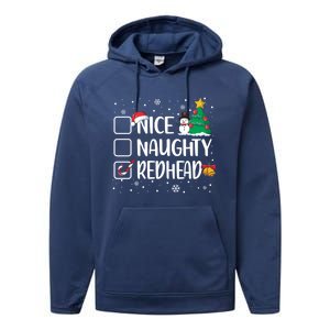 Nice Or Naughty Redhead Funny Christmas Pajama Xmas Great Gift Performance Fleece Hoodie