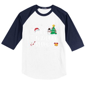 Nice Or Naughty Redhead Funny Christmas Pajama Xmas Great Gift Baseball Sleeve Shirt