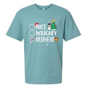 Nice Or Naughty Redhead Funny Christmas Pajama Xmas Great Gift Sueded Cloud Jersey T-Shirt