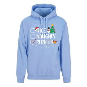 Nice Or Naughty Redhead Funny Christmas Pajama Xmas Great Gift Unisex Surf Hoodie