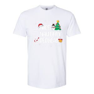 Nice Or Naughty Redhead Funny Christmas Pajama Xmas Great Gift Softstyle CVC T-Shirt