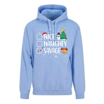 Nice Or Naughty Savage Funny Christmas Pajama Xmas Funny Gift Unisex Surf Hoodie