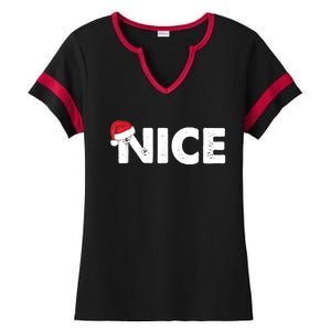 Naughty Or Nice Matching Christmas Ladies Halftime Notch Neck Tee