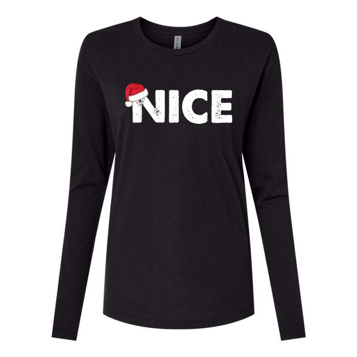 Naughty Or Nice Matching Christmas Womens Cotton Relaxed Long Sleeve T-Shirt