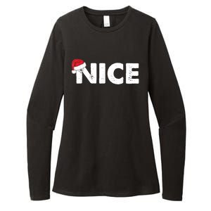 Naughty Or Nice Matching Christmas Womens CVC Long Sleeve Shirt