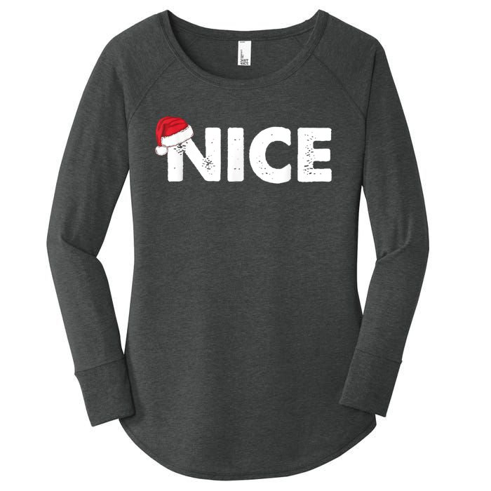 Naughty Or Nice Matching Christmas Women's Perfect Tri Tunic Long Sleeve Shirt