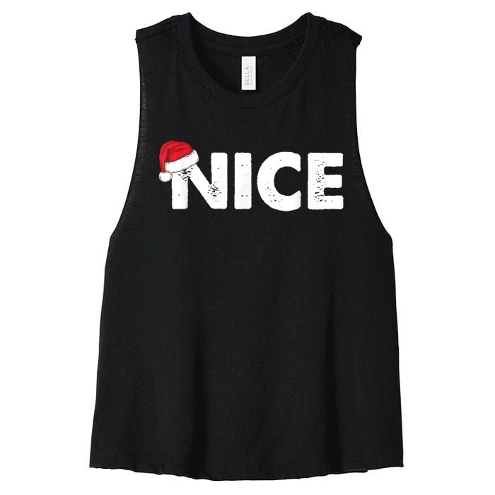 Naughty Or Nice Matching Christmas Women's Racerback Cropped Tank