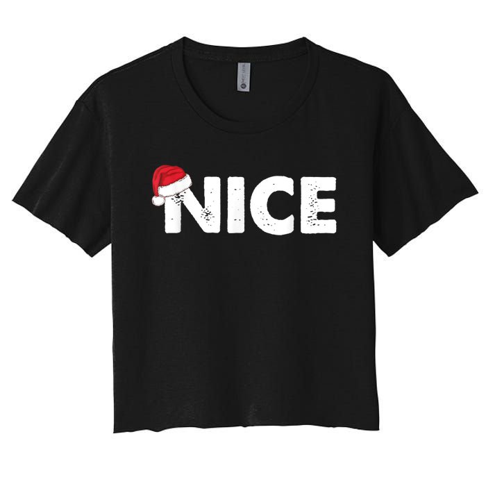 Naughty Or Nice Matching Christmas Women's Crop Top Tee