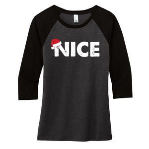 Naughty Or Nice Matching Christmas Women's Tri-Blend 3/4-Sleeve Raglan Shirt