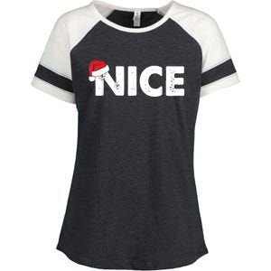 Naughty Or Nice Matching Christmas Enza Ladies Jersey Colorblock Tee