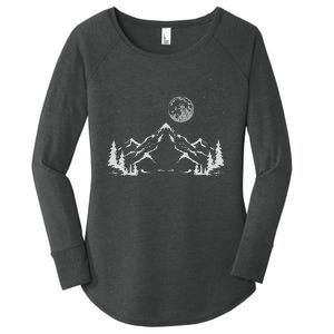 Night Outdoor Nature Trees Mountains Forest Moon Hiking Women's Perfect Tri Tunic Long Sleeve Shirt