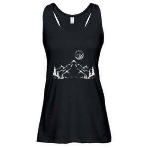 Night Outdoor Nature Trees Mountains Forest Moon Hiking Ladies Essential Flowy Tank