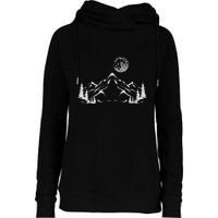 Night Outdoor Nature Trees Mountains Forest Moon Hiking Womens Funnel Neck Pullover Hood