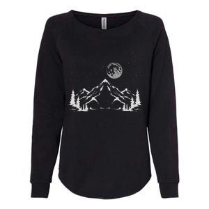 Night Outdoor Nature Trees Mountains Forest Moon Hiking Womens California Wash Sweatshirt