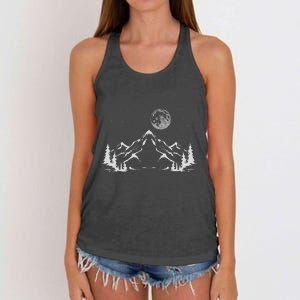 Night Outdoor Nature Trees Mountains Forest Moon Hiking Women's Knotted Racerback Tank