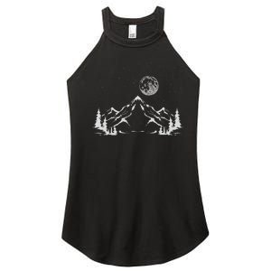 Night Outdoor Nature Trees Mountains Forest Moon Hiking Women's Perfect Tri Rocker Tank