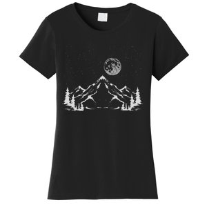 Night Outdoor Nature Trees Mountains Forest Moon Hiking Women's T-Shirt