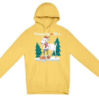 Naughty Or Nice Merry Christmas Xmas Santa Claus Goat Cute Gift Premium Pullover Hoodie