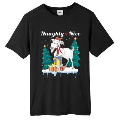 Naughty Or Nice Merry Christmas Xmas Santa Claus Goat Cute Gift Tall Fusion ChromaSoft Performance T-Shirt