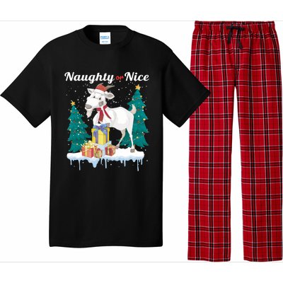 Naughty Or Nice Merry Christmas Xmas Santa Claus Goat Cute Gift Pajama Set