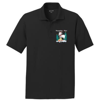 Naughty Or Nice Merry Christmas Xmas Santa Claus Goat Cute Gift PosiCharge RacerMesh Polo