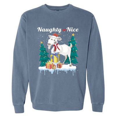 Naughty Or Nice Merry Christmas Xmas Santa Claus Goat Cute Gift Garment-Dyed Sweatshirt