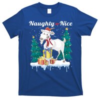 Naughty Or Nice Merry Christmas Xmas Santa Claus Goat Cute Gift T-Shirt