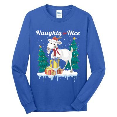 Naughty Or Nice Merry Christmas Xmas Santa Claus Goat Cute Gift Tall Long Sleeve T-Shirt