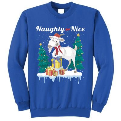 Naughty Or Nice Merry Christmas Xmas Santa Claus Goat Cute Gift Tall Sweatshirt