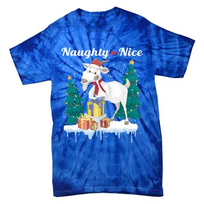 Naughty Or Nice Merry Christmas Xmas Santa Claus Goat Cute Gift Tie-Dye T-Shirt