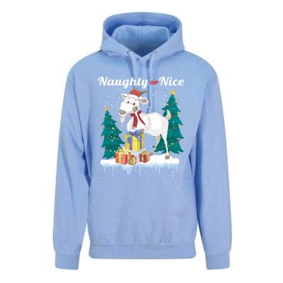 Naughty Or Nice Merry Christmas Xmas Santa Claus Goat Cute Gift Unisex Surf Hoodie