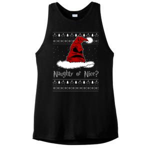 Naughty Or Nice Santa Funny Christmas Holiday Ladies PosiCharge Tri-Blend Wicking Tank