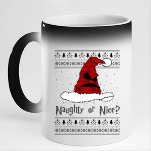 Naughty Or Nice Santa Funny Christmas Holiday 11oz Black Color Changing Mug