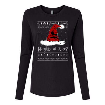 Naughty Or Nice Santa Funny Christmas Holiday Womens Cotton Relaxed Long Sleeve T-Shirt