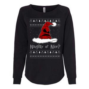 Naughty Or Nice Santa Funny Christmas Holiday Womens California Wash Sweatshirt