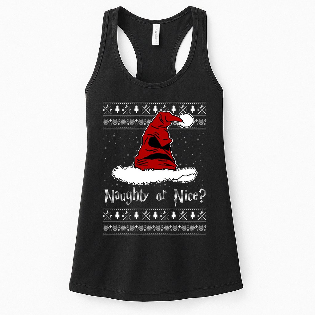 Naughty Or Nice Santa Funny Christmas Holiday Womens Tank Top
