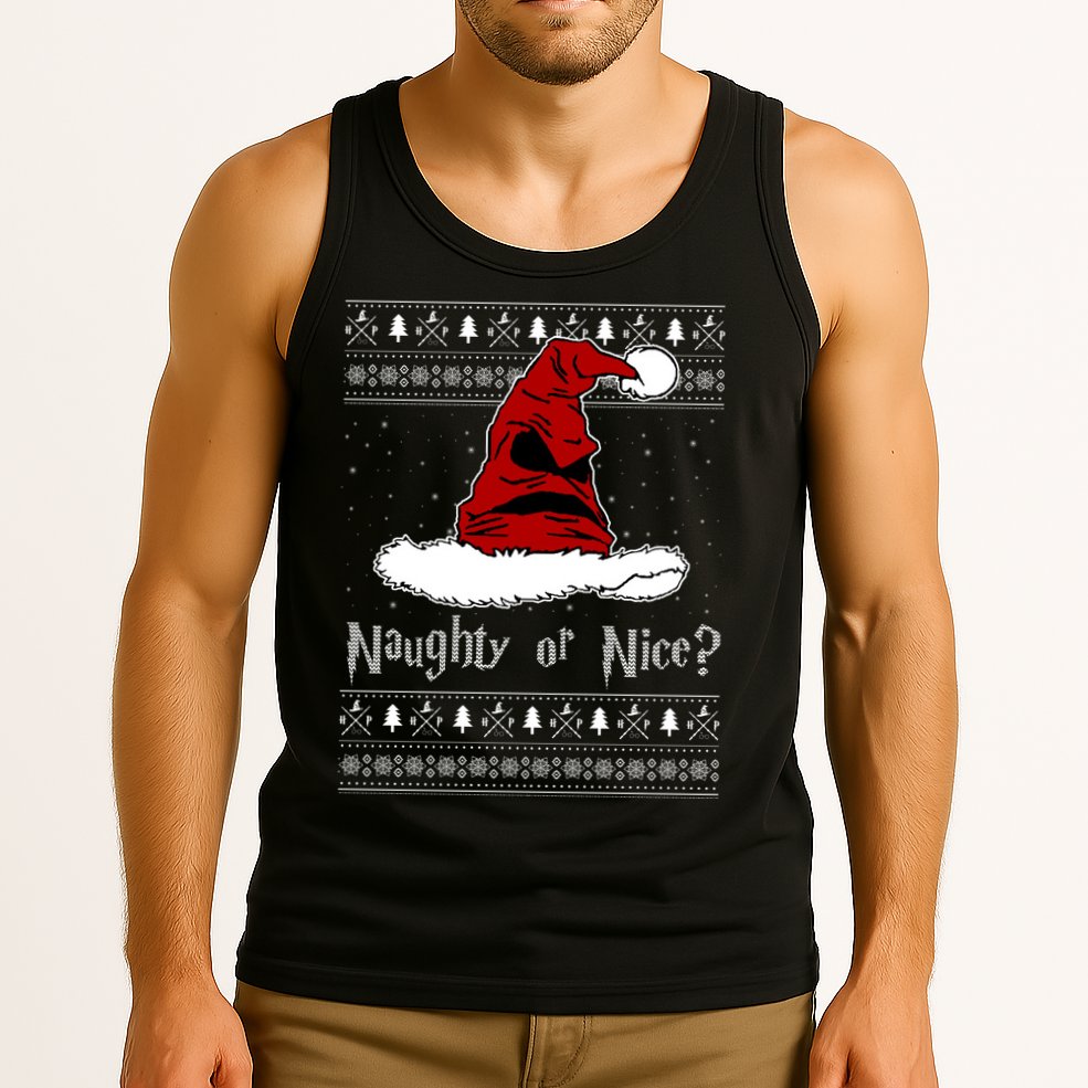 Naughty Or Nice Santa Funny Christmas Holiday Tank Top
